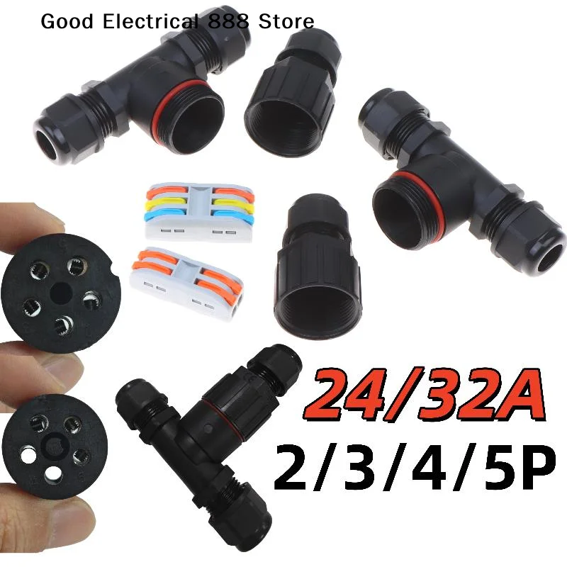 IP68 I/T Shape Waterproof Connector 2/3/5 Pin Wire Connectors Quick Screw Connect Push-in Terminals Electric Junction Box DIY GO