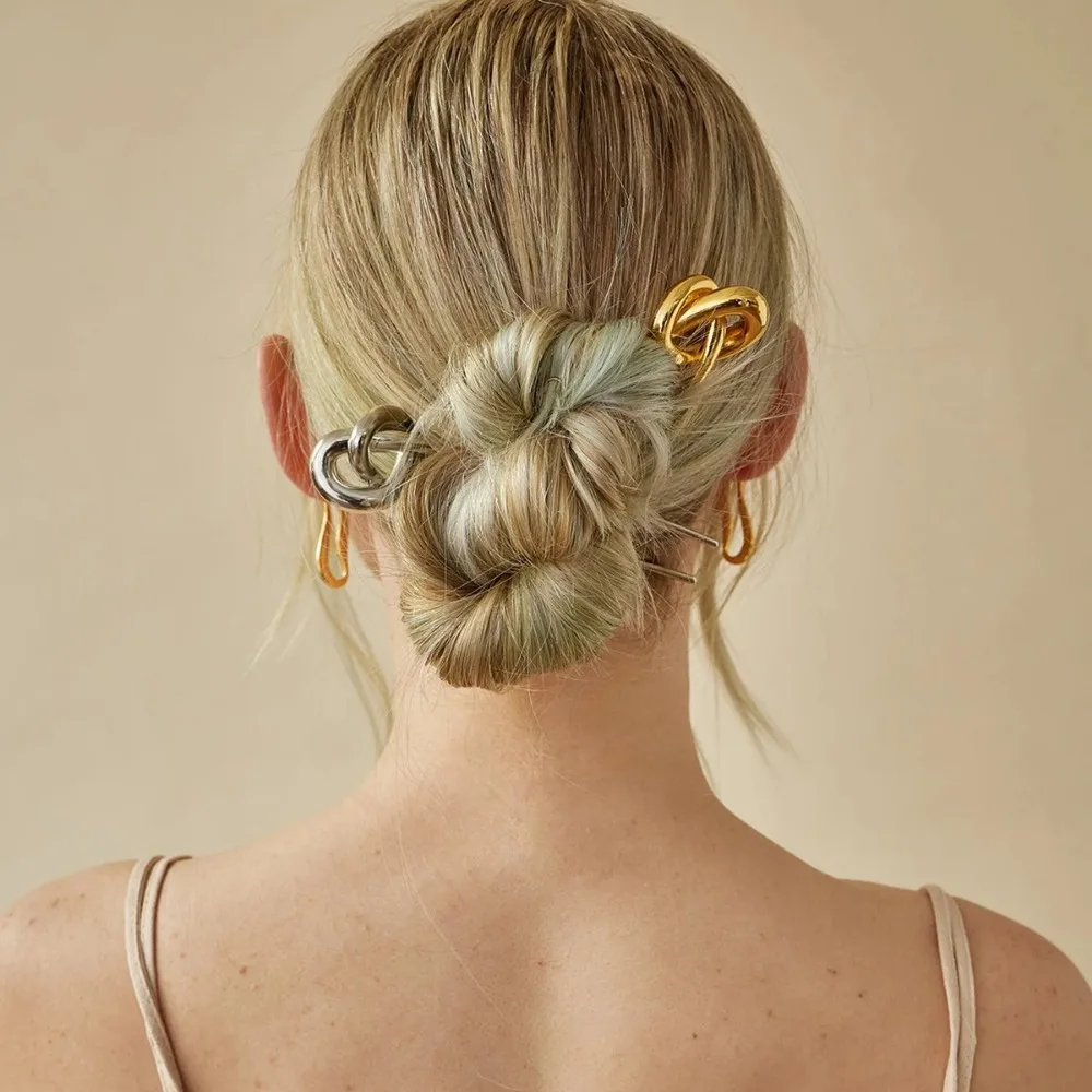 

European American Stainless Steel U-shaped Hairpin Women Hair High-end Feel Alkaline Water Knot Versatile Temperament Banquet