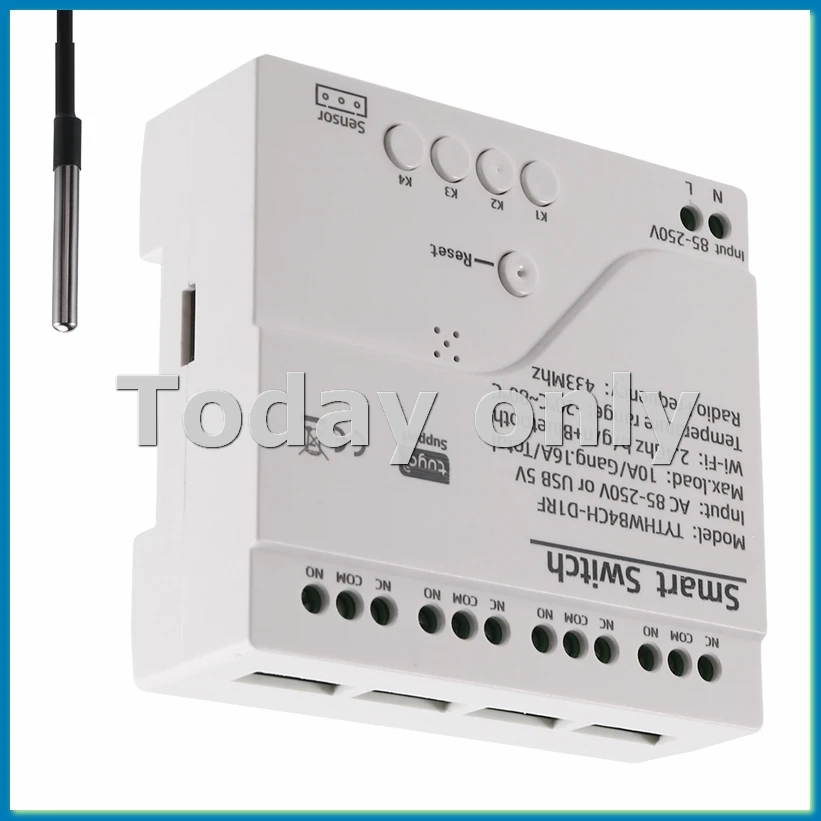 

Tuya WiFi Smart Switch Temperature Sensor Monitor AC 85-250V Wireless Smart Switch for Home-A25R