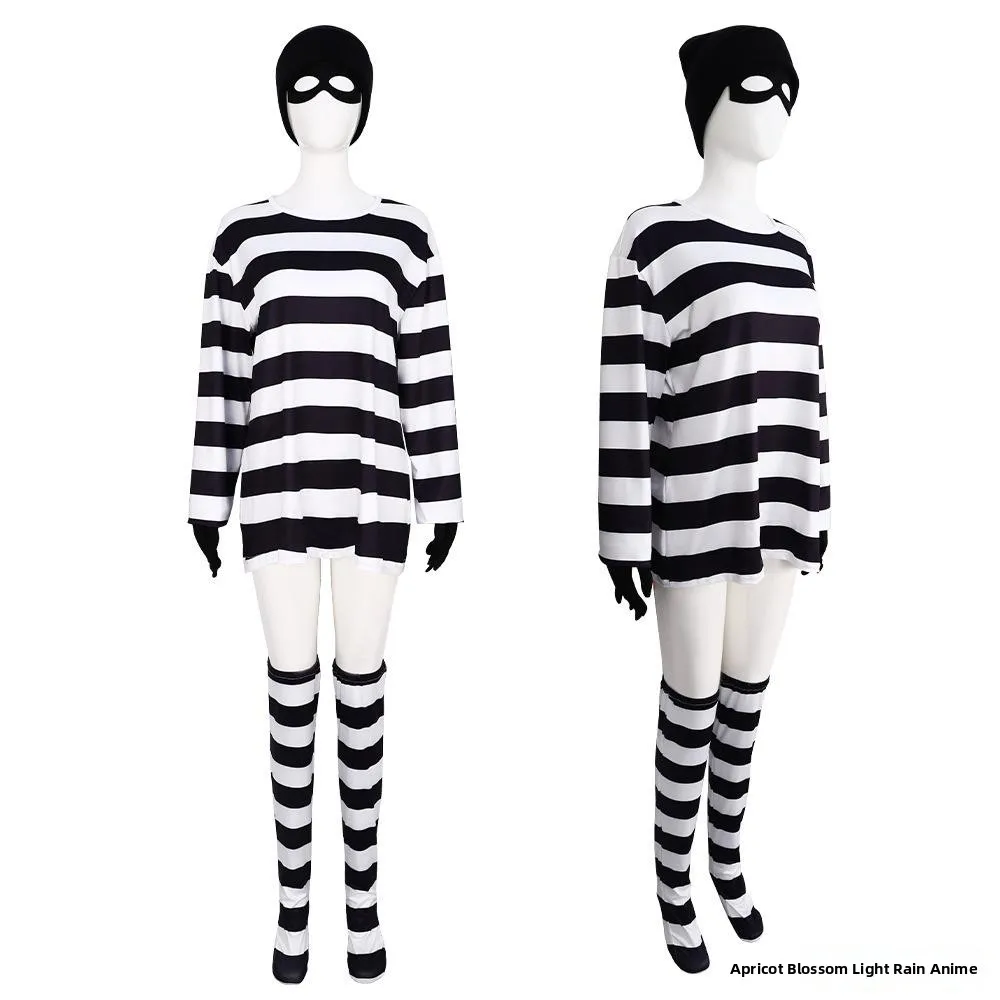 Zesdelige set lang Sve gestreept kostuum Transformatieve maskerade Prestatie Podiumoutfit Etnische dameskleding Halloween Th...