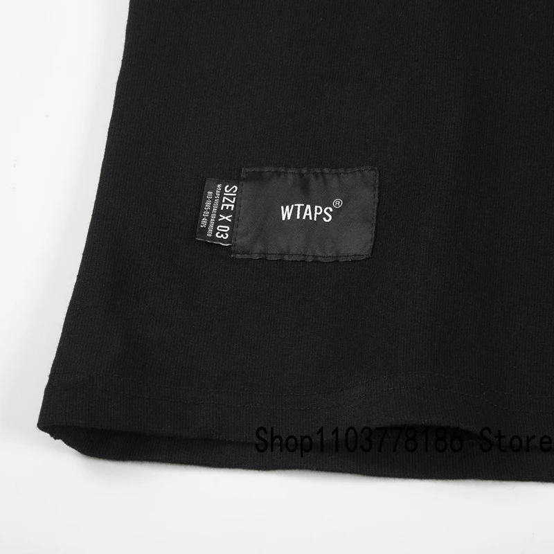 New WTAPS T-shirt Classic Black Green Back Letter Print Roundneck Short Sleeve Loose Breathable Cotton Wtaps Top Men Streetwear