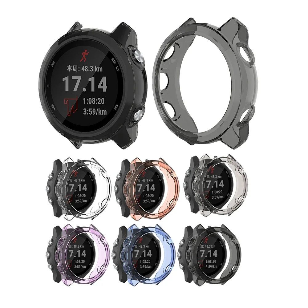 حافظة حماية 2 في 1 + واقي شاشة لـ Garmin Forerunner 245 255 265 Music Soft غطاء حماية من البولي يوريثان الحراري طبقة من الزجاج المقسى