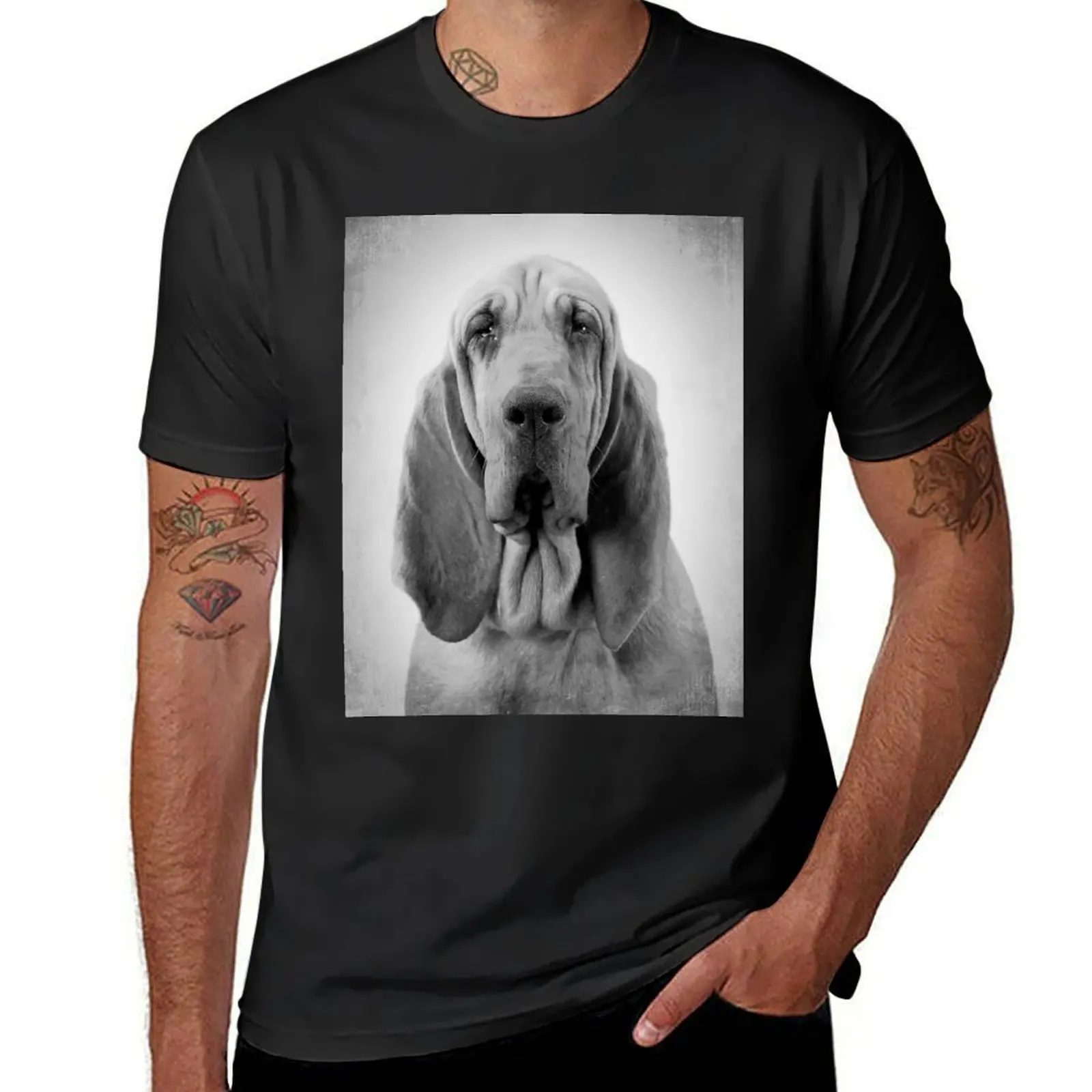 

Bloodhound dog - BW Vintage - D54 T-Shirt quick drying plus size tops t shirts for men cotton