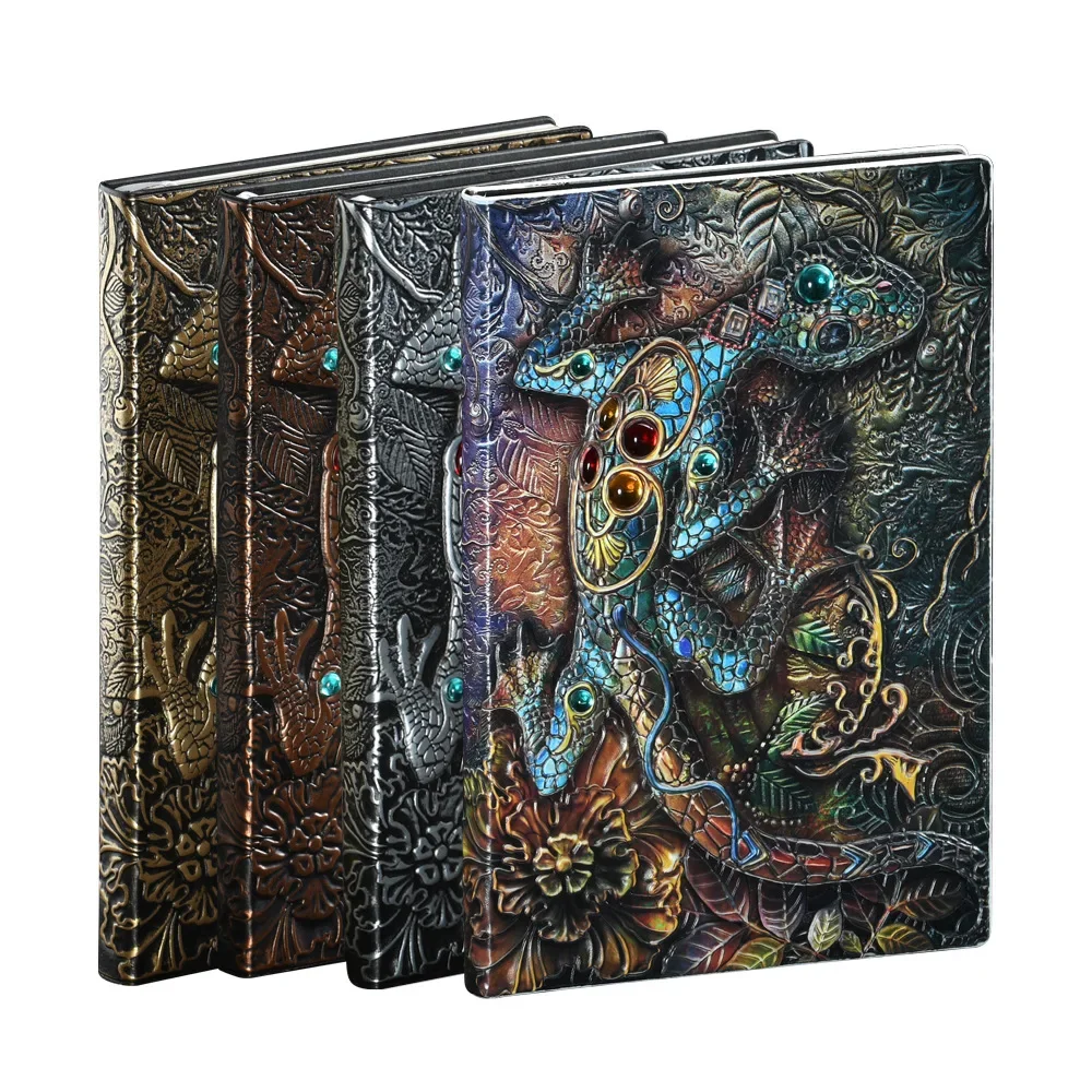 Picture 6: A5 Retro Stereo Embossed Notebook Clear Lizard Personalized Pattern Hardbound Retro Notebook