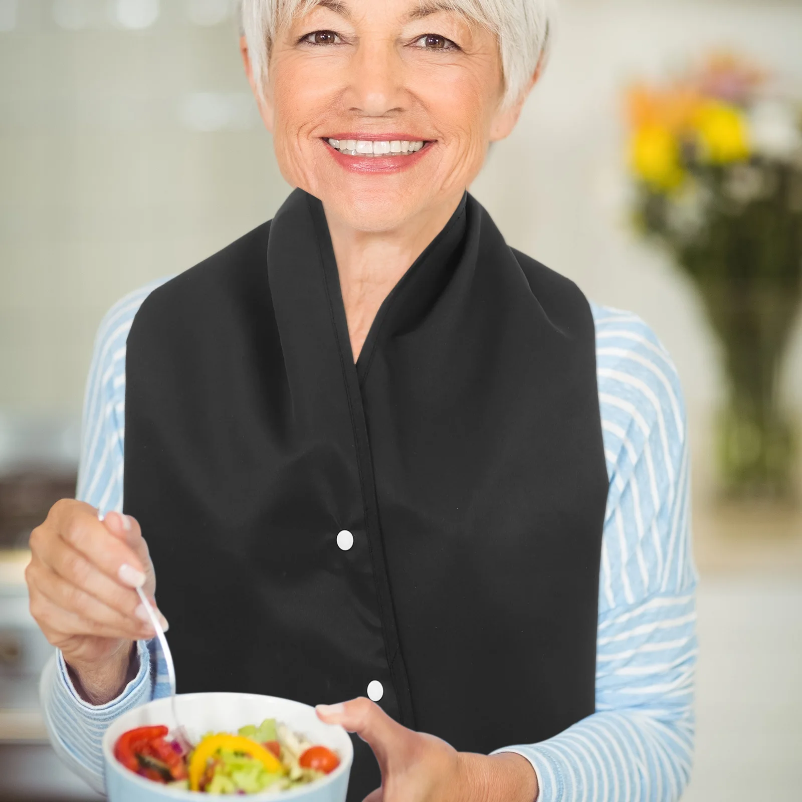 

Waterproof Double Layer Polyester Adult Bib Scarf Clothing Protector For Elderly Eating Mealtime Lightweight Foldable Mouth Nose