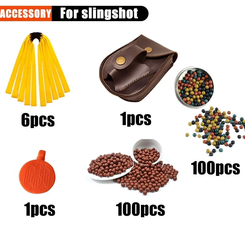 

Slingshot Accessories Include 6pcs Rubber Band 100pcs Mud Ball 1pcs Slingshot Bag Target Bullseye Outdoor Catapult Tool