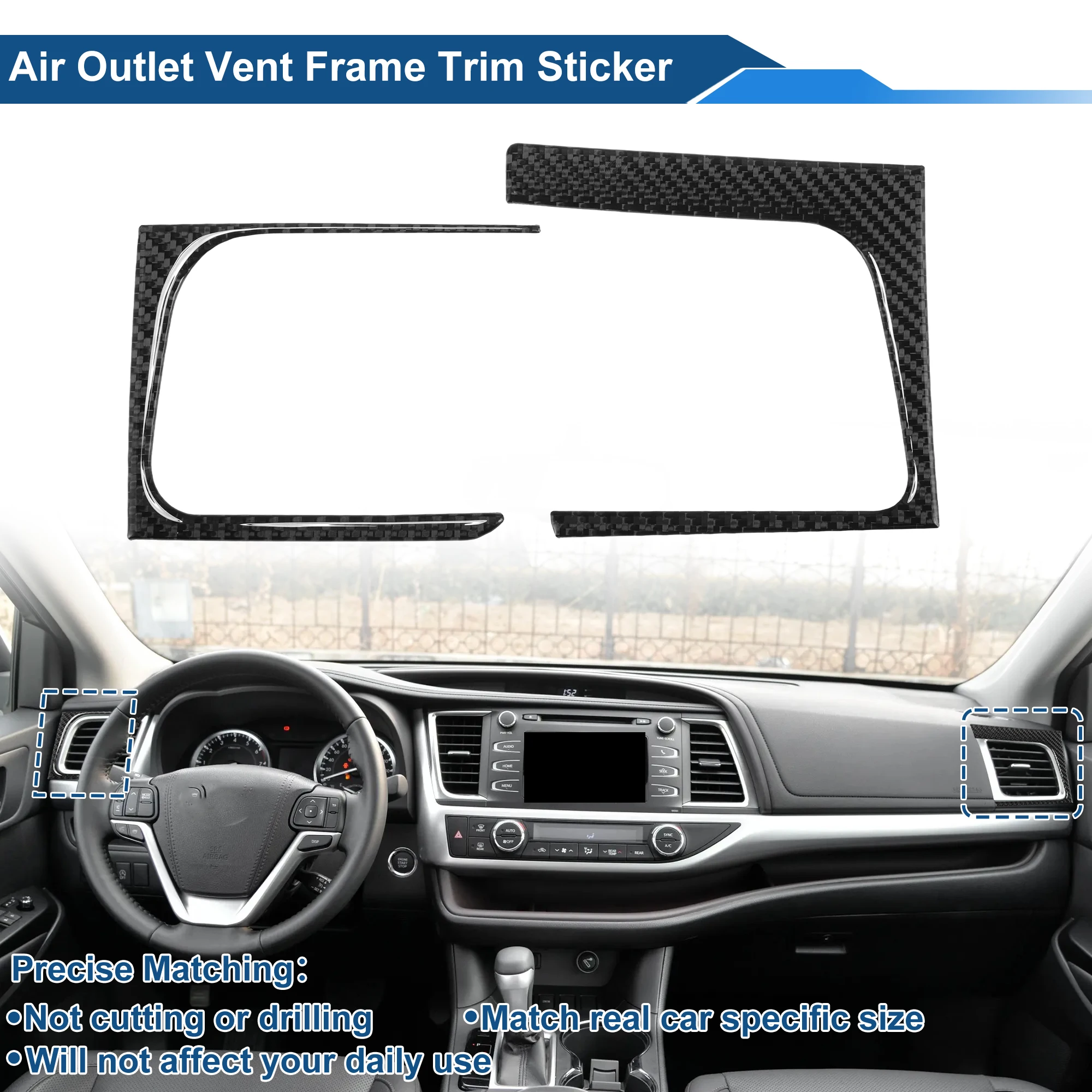 

Накладка на вентиляционное отверстие кондиционера UXCELL для Toyota Highlander 14-19, 1 комплект