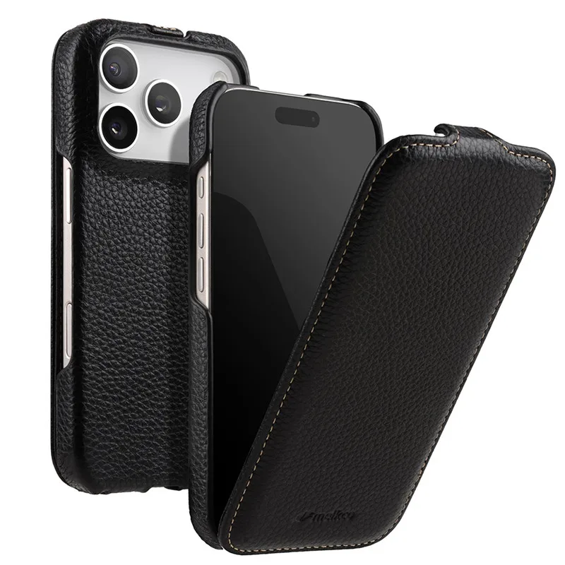 Etui z prawdziwej skóry Melkco z magnetycznym systemem ładowania, do iPhone 17 18 Pro Max Air, biznesowe, z pionowym otwarciem, wykonane z wysokiej jakości skóry bydlęcej. — zdjęcie produktu 5