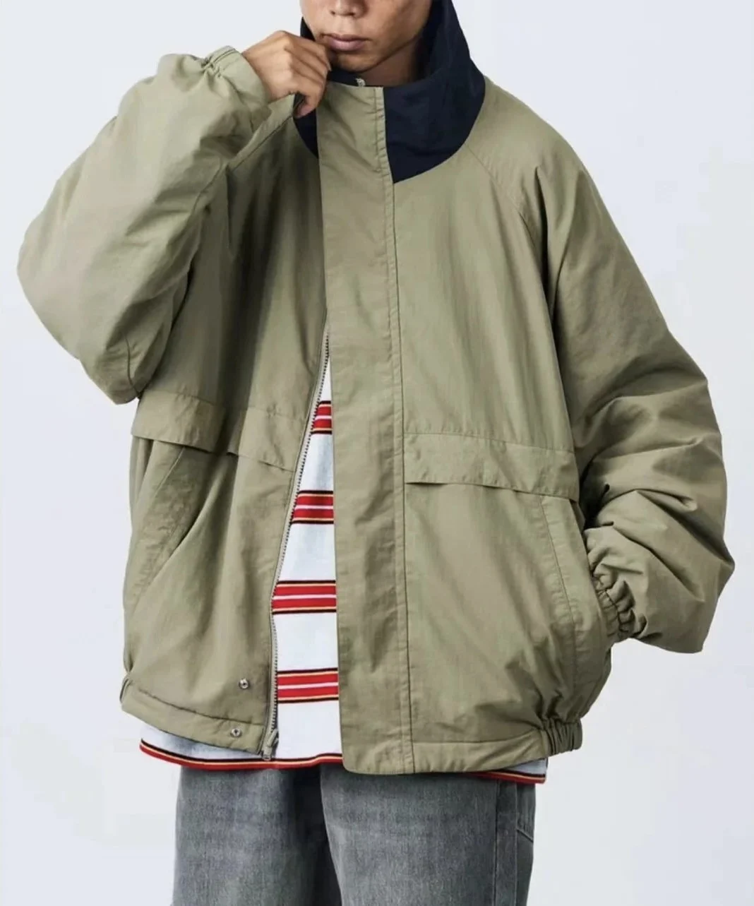 Double-sided wear! FREAKS STORE nylon stitched fleece jacket