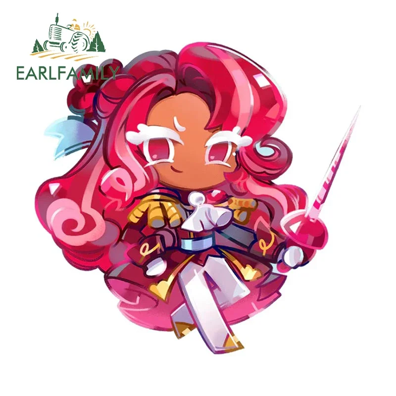 EARLFAMILY 13cm x 12.5cm for Cookie Run Kingdom Raspberry Cookie Car Stickers Personality Cute Decals Car Accessories Simple