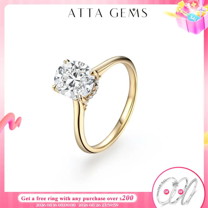ATTAGEMS Oval Cut 9*7mm 2CT D VVS1 Moissanite Rings S925 Sterling Silver for Women Engagement Wedding Lady's Jewelry Gift Luxury