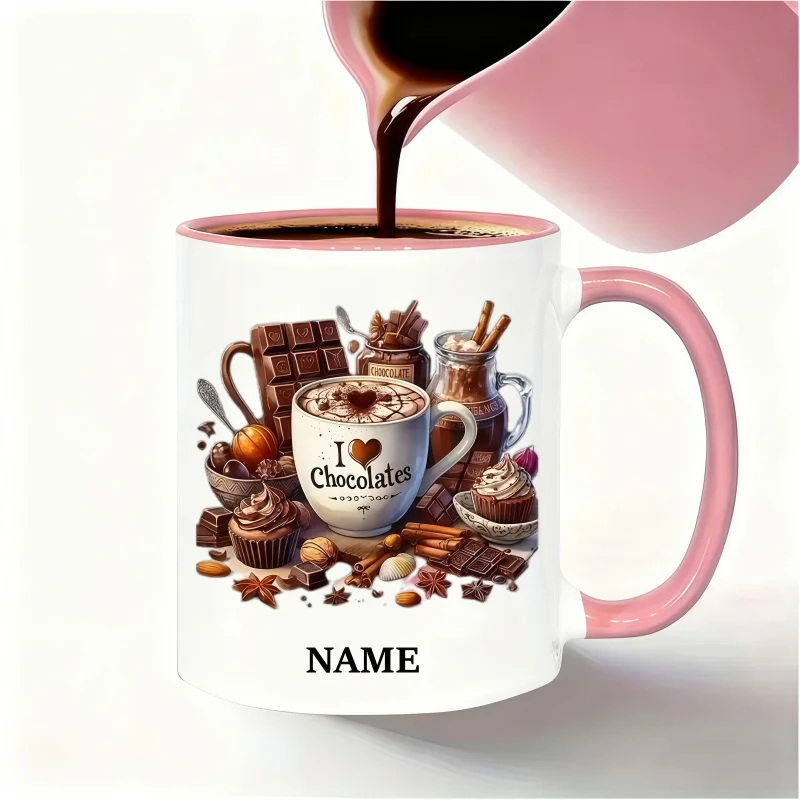 Personalized Name Mug - Chocolate Dessert Collection | Customizable, Dishwasher Safe | Perfect Birthday & Holiday Gift -