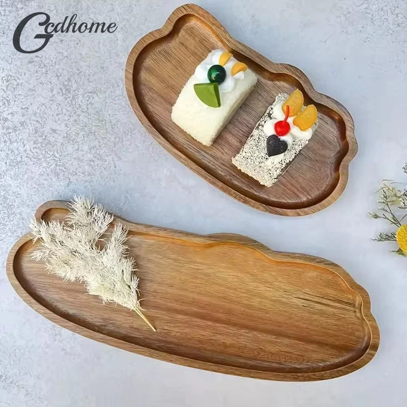 

Japanese Style Wooden Tea Coffee Tray Fruit Dessert Candy Plate Wood Decorative Bread Snack Cake Food Dish Trays Tableware
