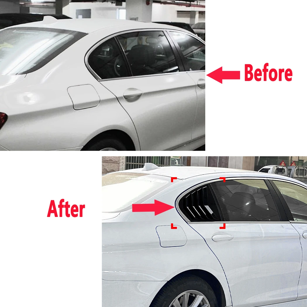 For BMW 5 Series F10 Rear Quarter Window Louvers Pair Side Shutters Blinds Cover Trim For 525i 530i 2011-2017 Accessories