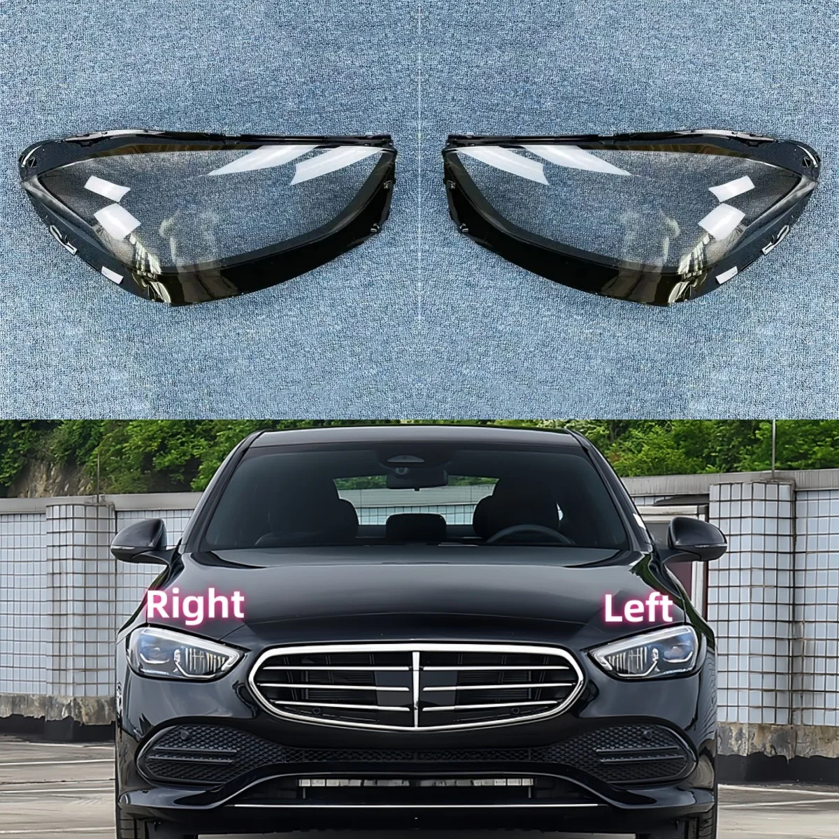

For Mercedes Benz W206 2021 2022 2023 C Class C260L C300 Accessories Transparent PC Material Headlights Lamp Glass Shell