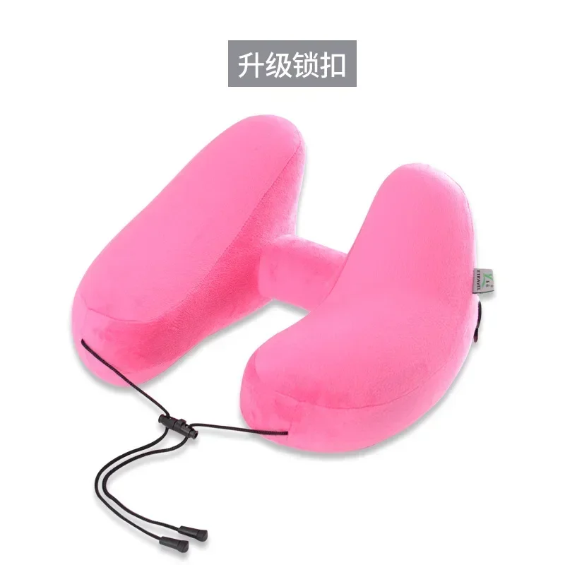 

Inflatable Neck Pillow With Patent Valve Phone Storage H-shaped Neck Protection Aeroplane Car Neck Rest Cushion Travel Supplies