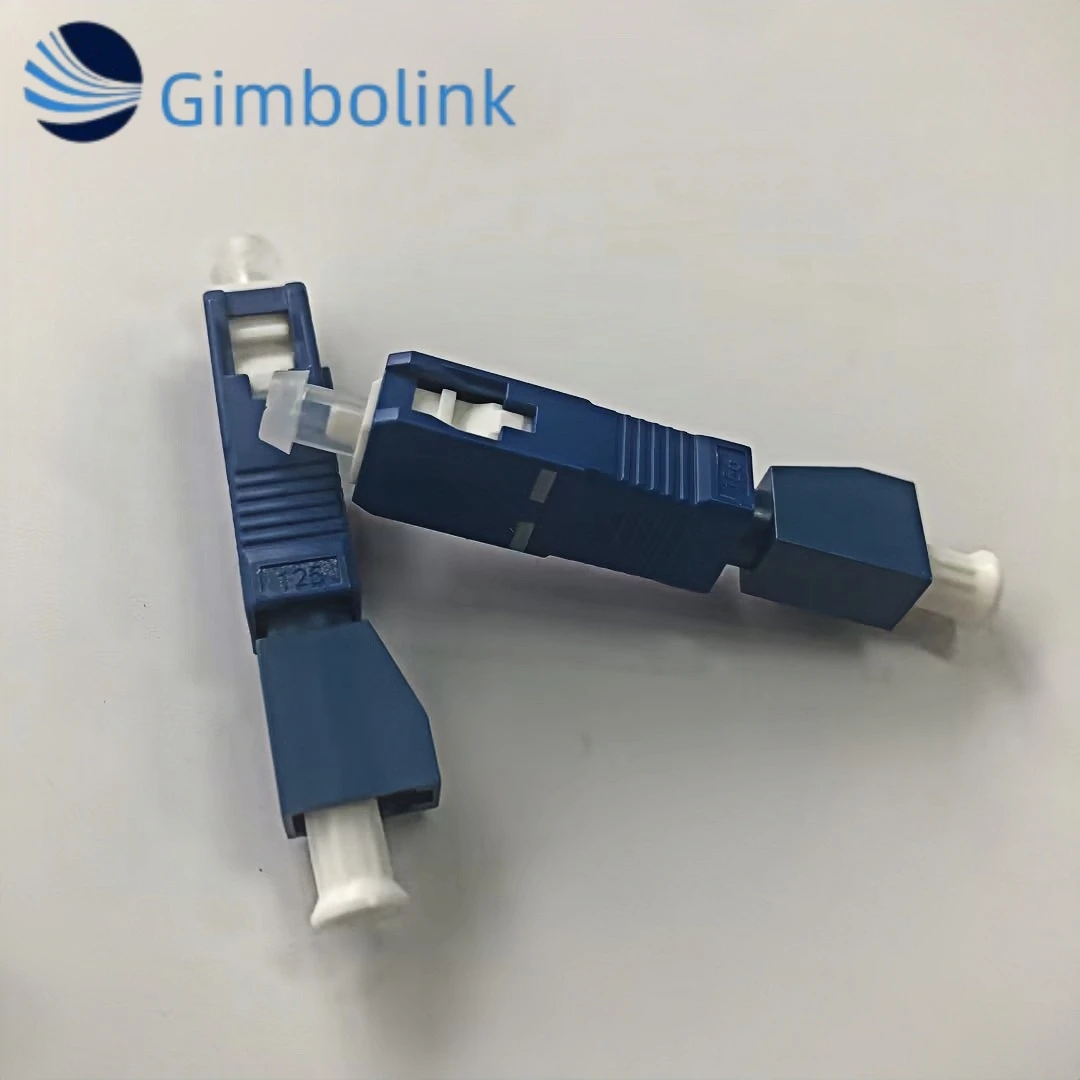 Conector de fibra óptica gimbo sc upc macho para lc upc fêmea adaptador híbrido componentes de acoplador de adaptador de fibra óptica de plástico