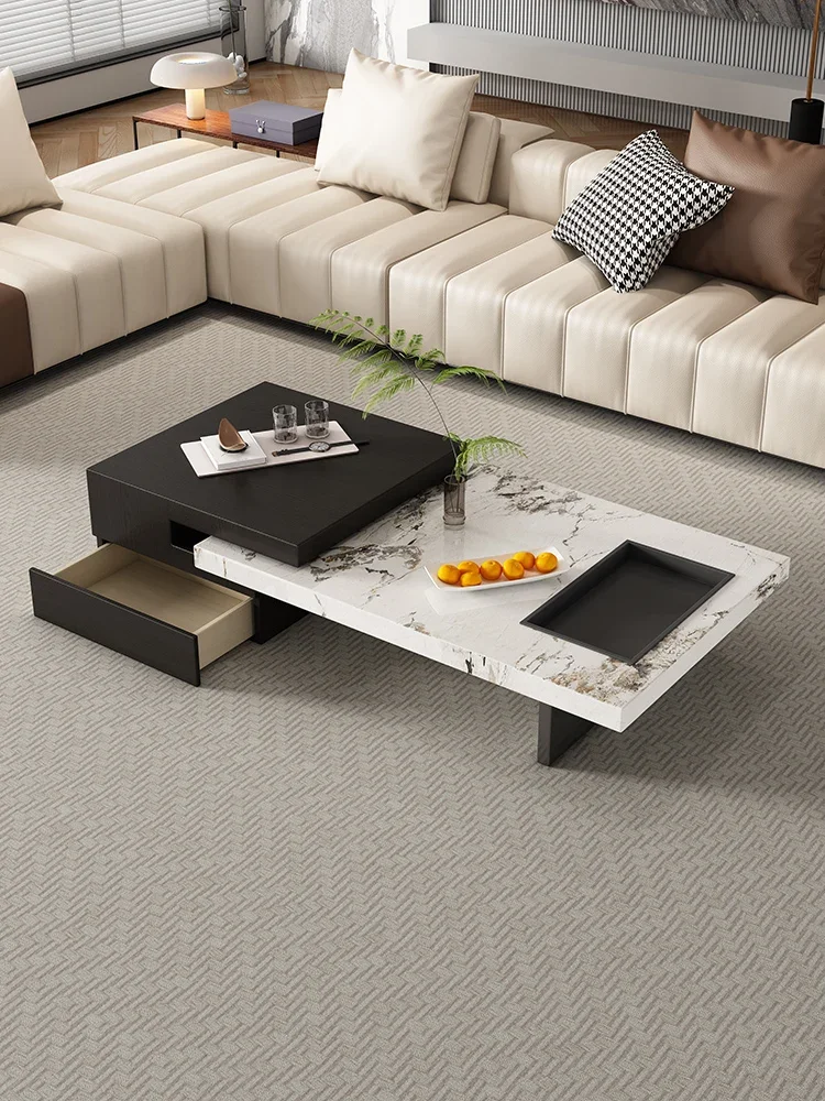 Italian Rock Slab Coffee Table Simple Modern High-end Small Apartment Living Room Home Large Flat-floor Villa 2024 New