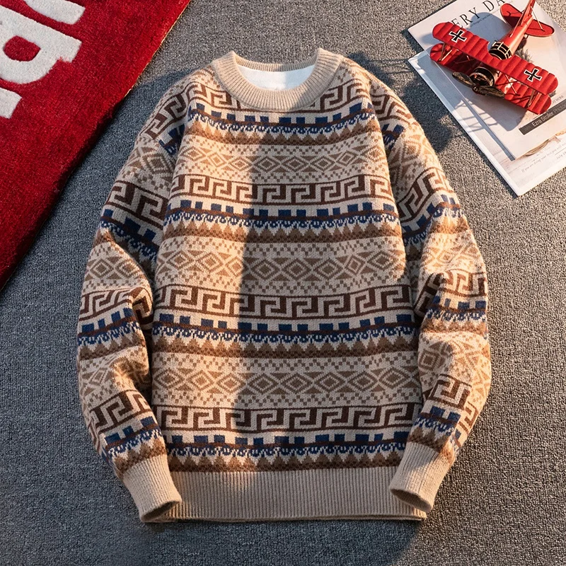 Maglione da uomo GIOIOM, nuovo maglione invernale in maglia casual allentato con collo rotondo anti-pilling, top con strato base