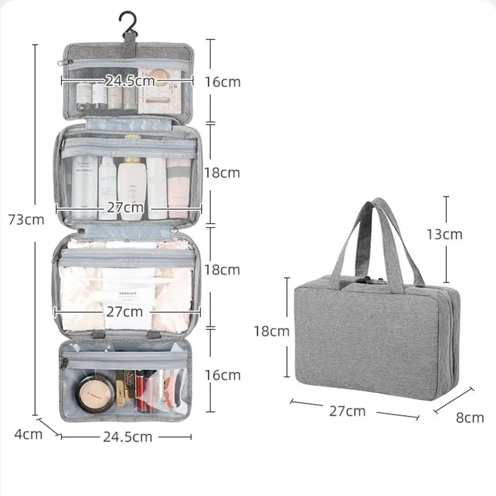 Organizador de viaje de gran capacidad, estuches de cosméticos plegables, bolsas de almacenamiento de artículos de tocador, bolsas de almacenamiento colgantes con cremallera, bolsas de maquillaje