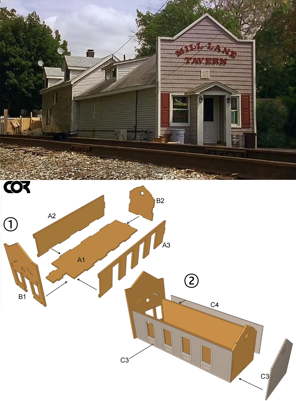 Architekturmodell-Bausatz Miniatur-Eisenbahn-Gaststube Kneipe Tränke Laden Geschäft Diorama Maßstabsmodellbausatz HO 1/87 – Detail 5