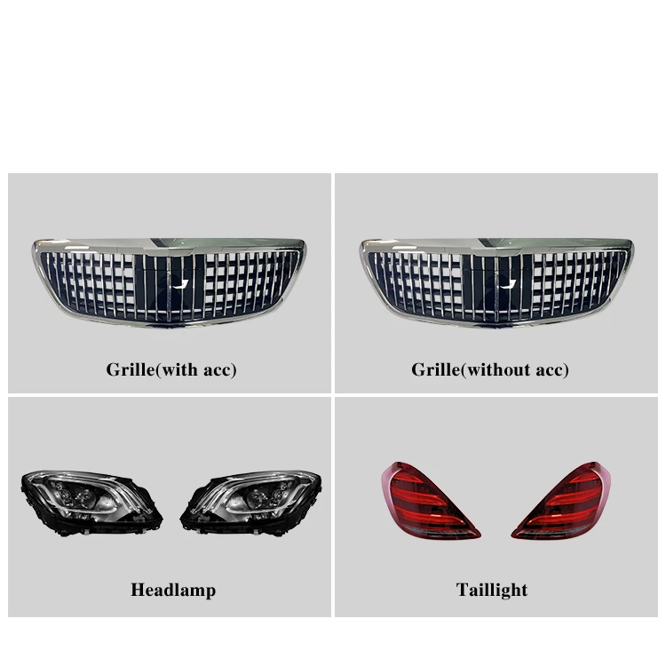 Auto Parts 2006-2013 Bumper for Benz W221 S Class Upgrade W222 Maybach Full Body Kit Headlight Hood Front Rear Bumper Grille