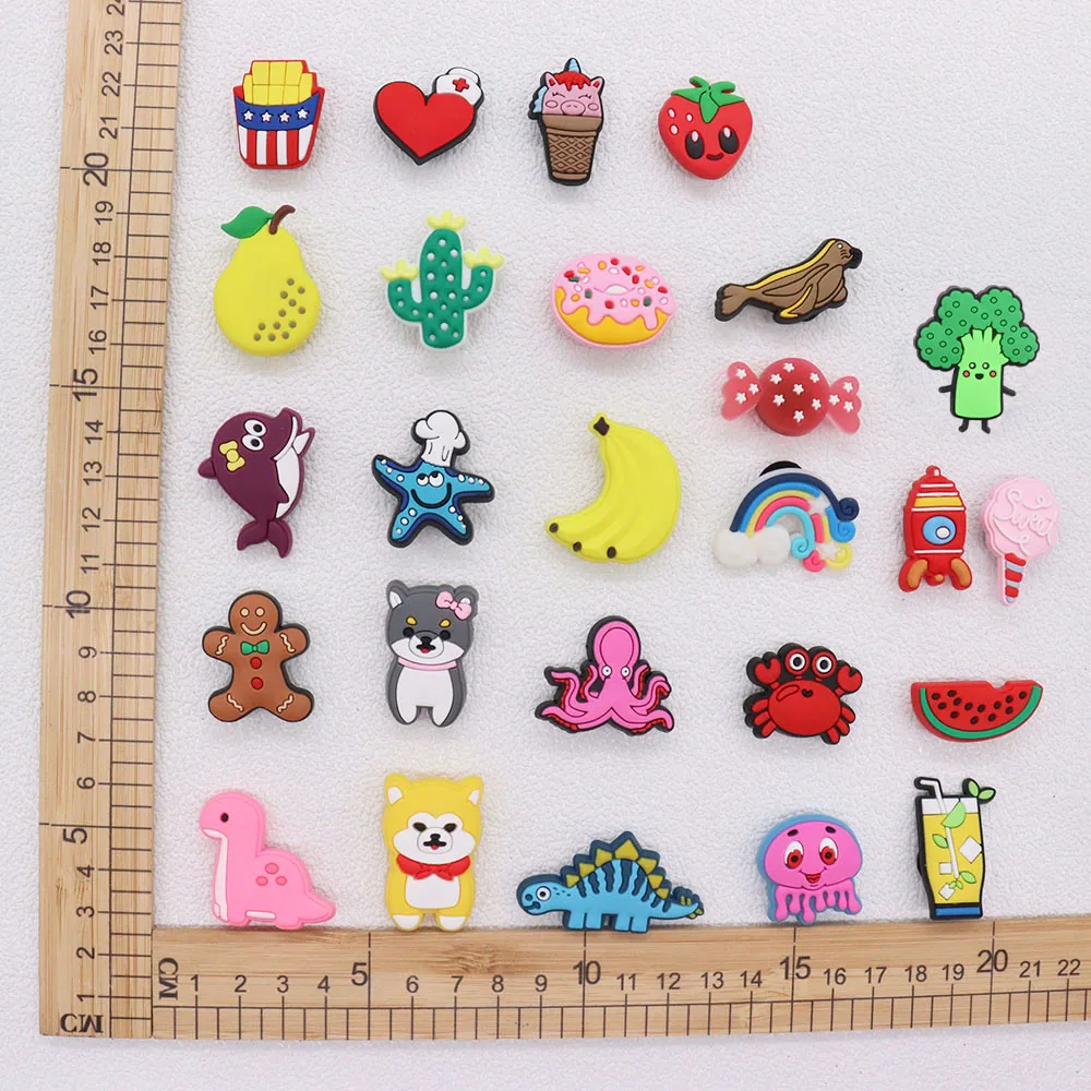 50pcs Wholesale Adorable Animals Dinosaur Cactus Donut Shoe Charms DIY Boys Girls Clogs Fit Backpack Buckle Decorations