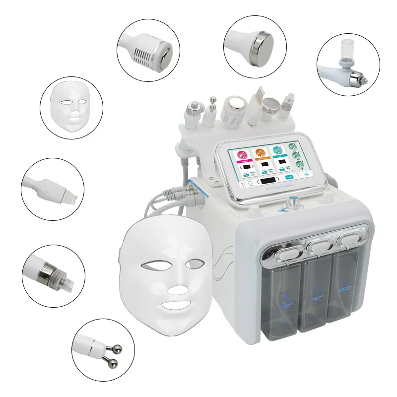 Mesin dermabrasi air 7In 1, alat penghilang kulit mati dan pembersihan mendalam dengan masker Led untuk Salon