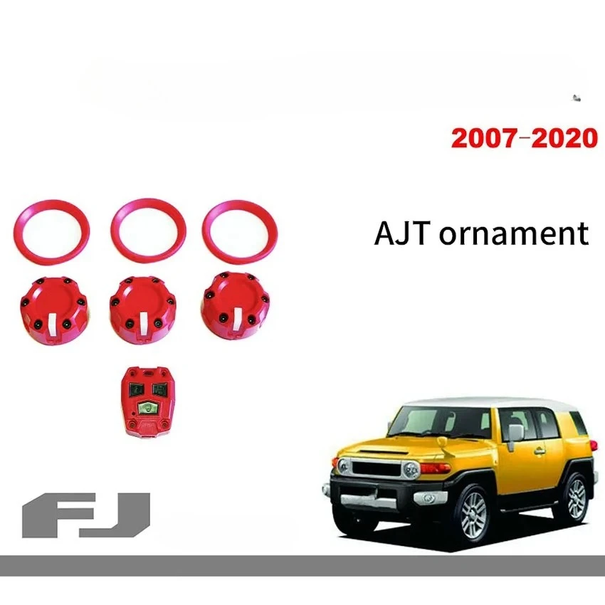 Key Shell and Air Conditioning Knob Cover Compatible with 07-24 Toyota Fj Cruiser FJC ABS Material Knob Cover and Key Shell Kit