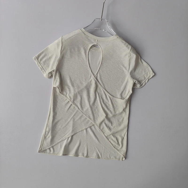 Yoga-Kleidung Damen-Bluse Kurzärmeliges Hohlkreuz Dünnes Netz Schöner Rücken Oberteil Schlankes Fitness-Sport-Top – Detail 10