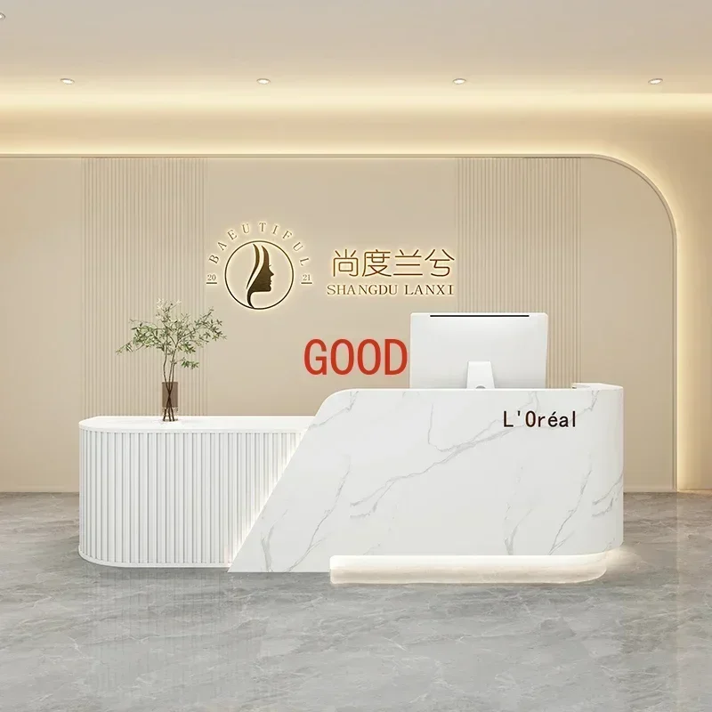 Reseption Desk Modern Luxury Furniture Office Reception Business Counter Long Restaurant Front Table Empfangstheke Center Bank