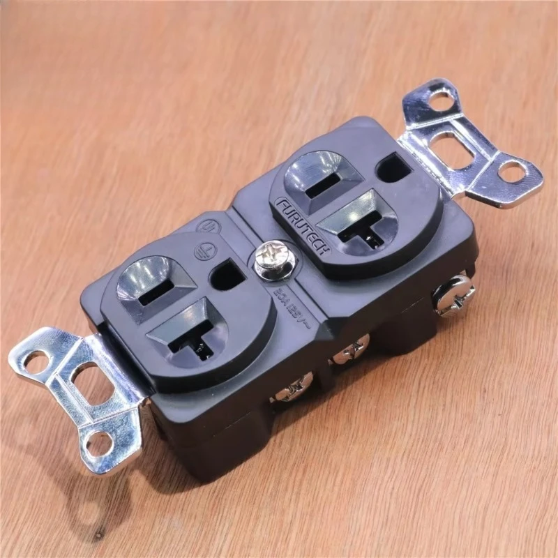 US Power Socket  Audio Brass Pure Copper Plated Gold Rhodium 20A 220V American Standard Electric Outlet 1 Outlet