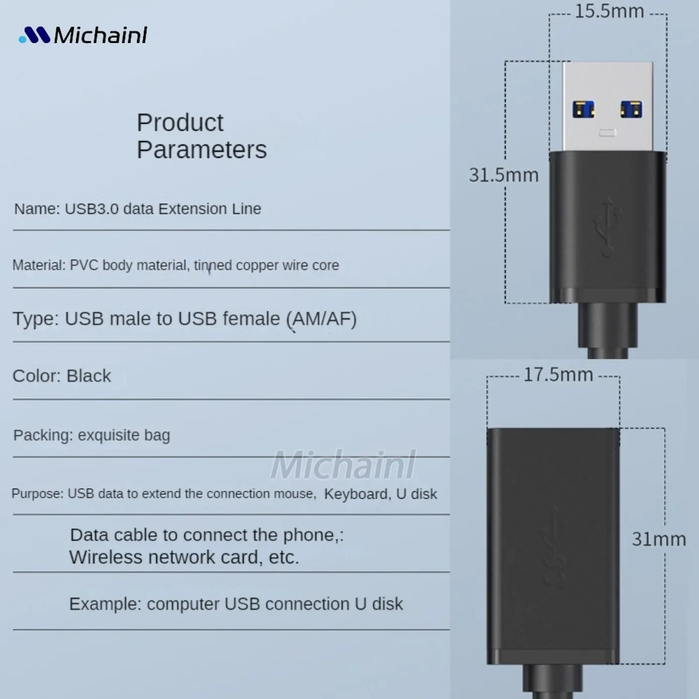 0.5/1/2/3M USB Extension Cable 3.0 Data Cord For PC Smart Laptop TV SSD USB Male to Female Computer Camera Printer Connector