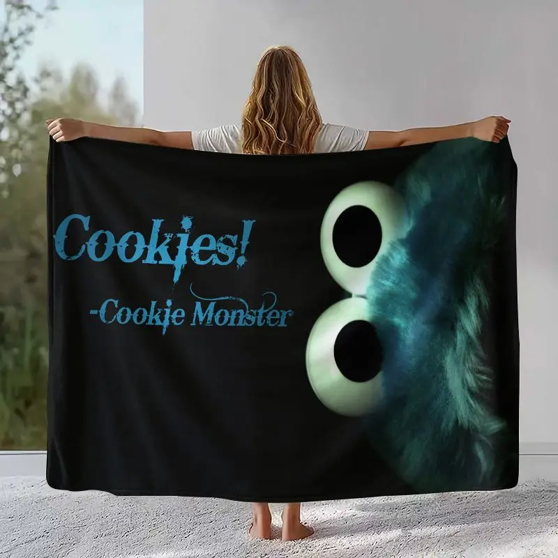 Vintage S-Sesame Street Elmo Cookie Monster Soft Flannel Blanket,Cozy Warm Throw Blanket for Bed,Sofa,Living Room,Picnic,Gift