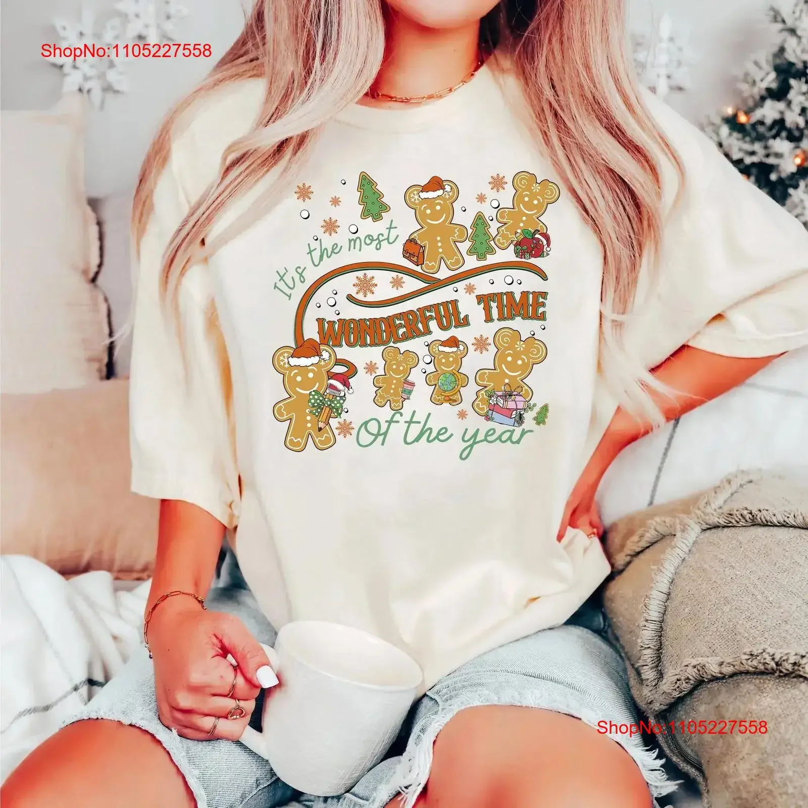 Teacher Christmas T Shirt Its The Most Wonderful Time Of Year Merry and BrighT Gingerbread vintage Washed fashion Comfortable