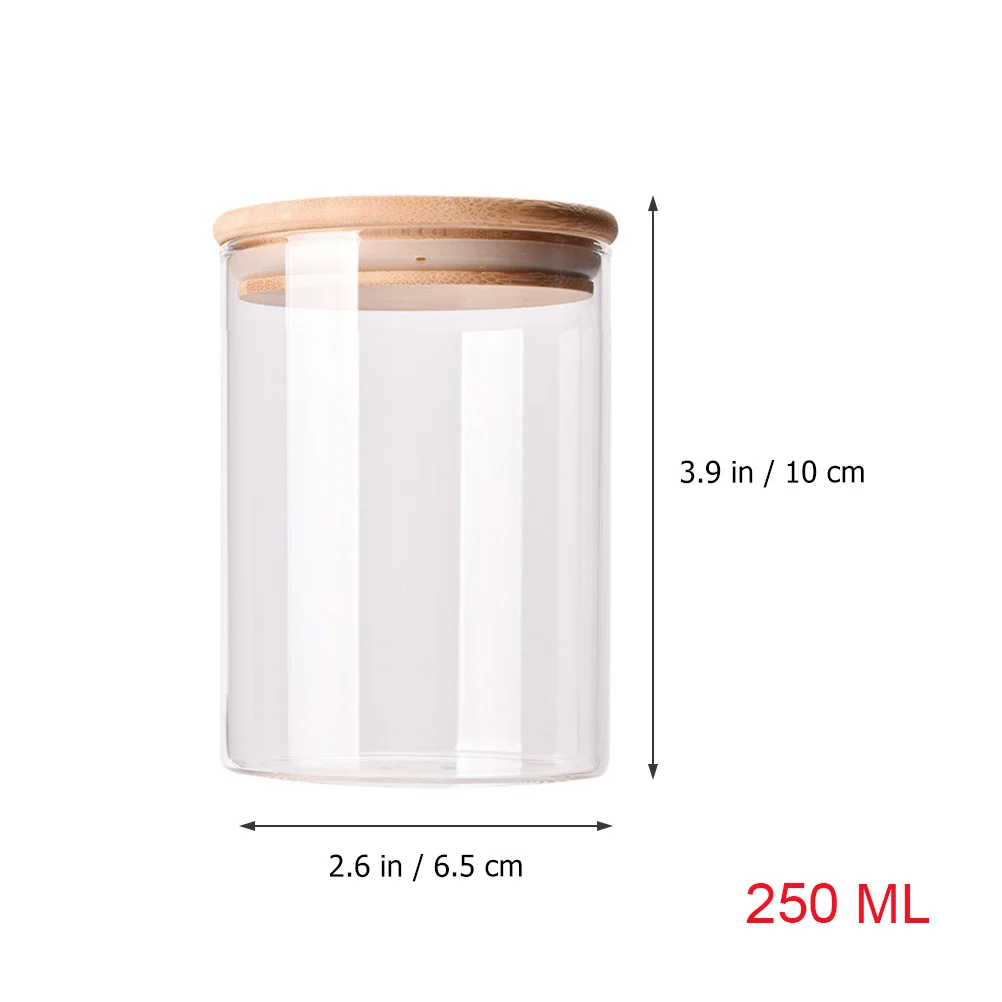 Airtight Bamboo Lid Glass Tea Jar Storage Bottles Jars Containers Food Storage Glass Canisters Sealed Canisters Home Storage