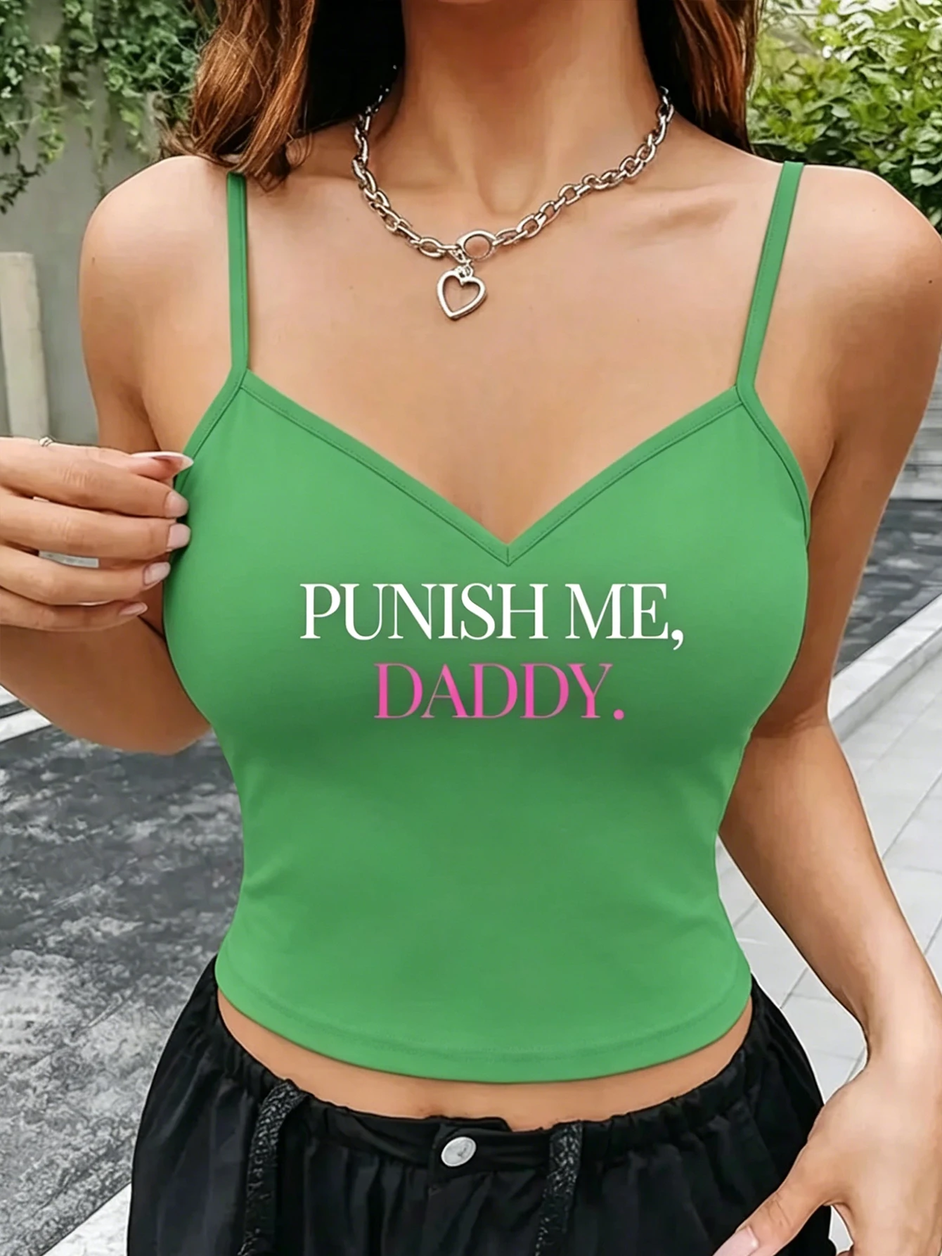 Women's V-neck Printed Tank Top with Double Straps for a Cool Look. Ideal for Fashionable Outfits. Women's Summer Top.
