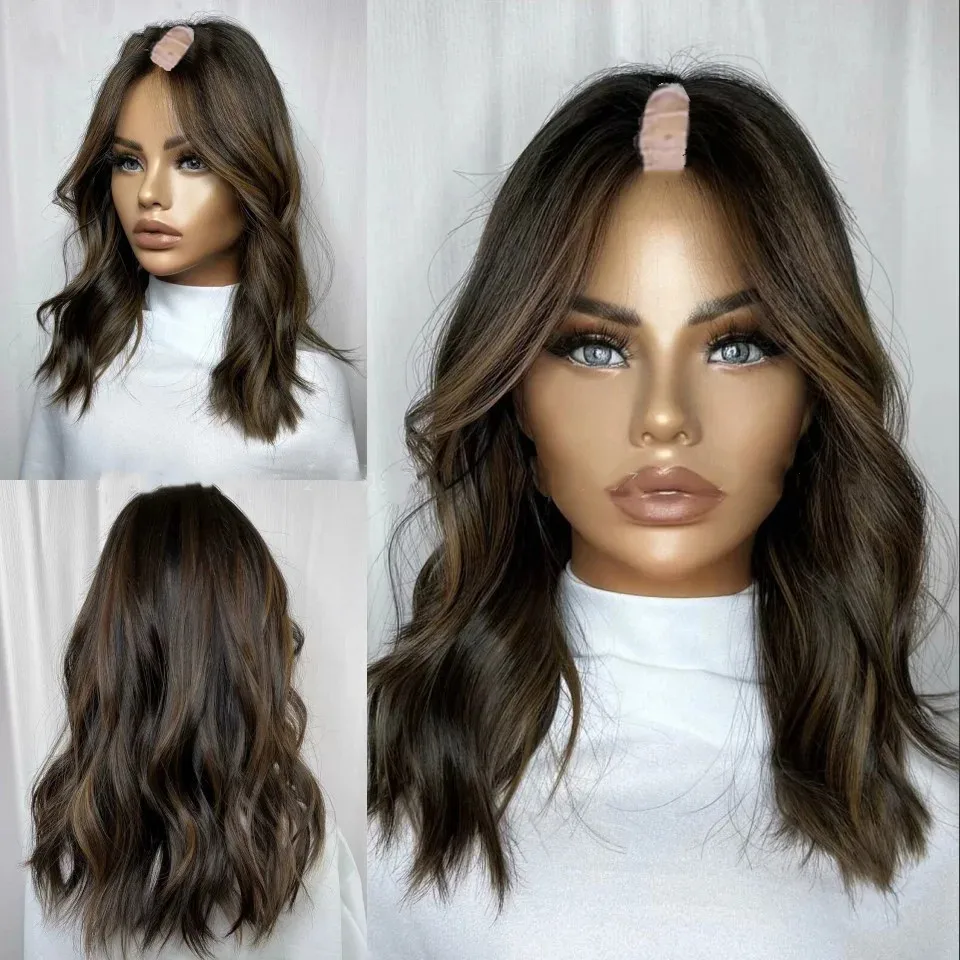 

Ombre Wig Loose Wave Brown U Part Glueless wig Women's Natural Wave V Shape 100% Human Hair Highlight Wig Women's Long Hair Wig