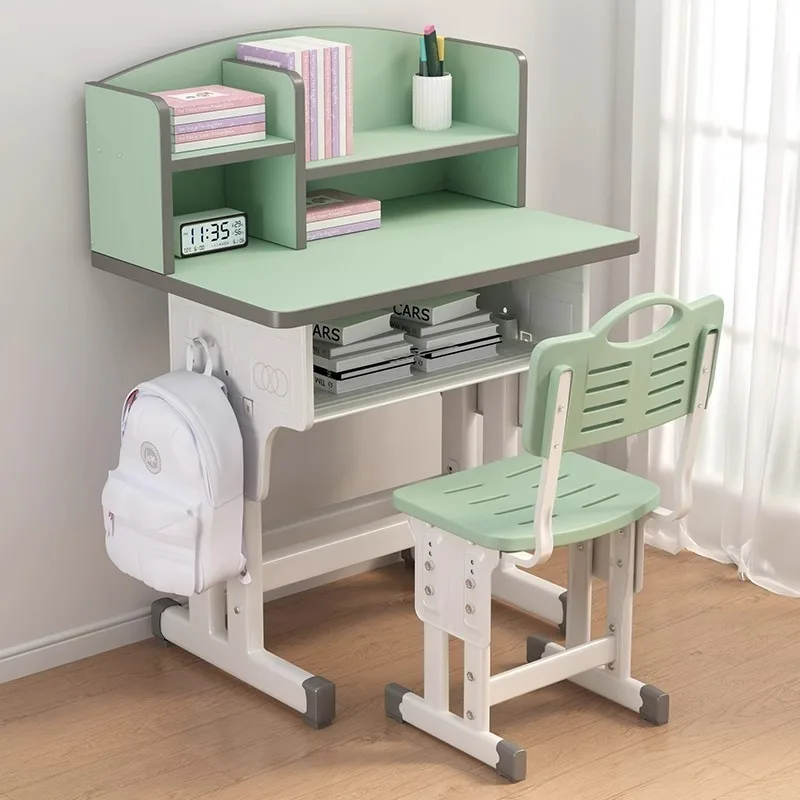 Kids Study Desk and Chair Set Height Adjustable Super Load-bearing Spacious Study Table Chair with School Bag Hook 45 X 70cm