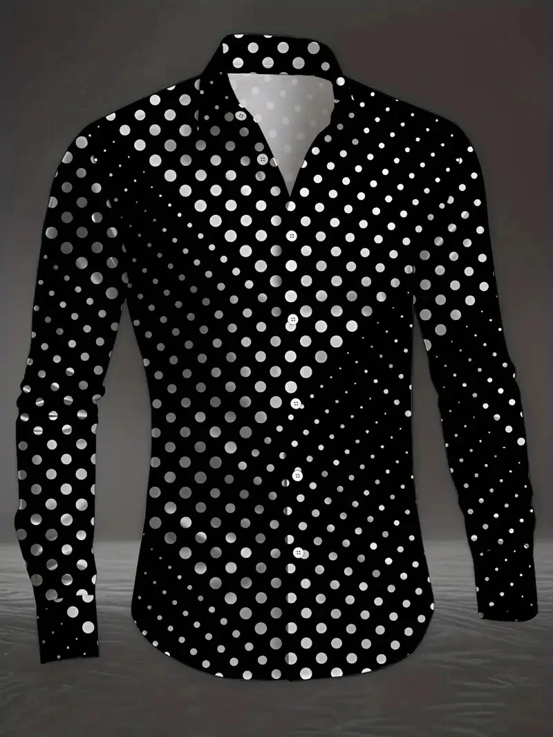 Men's Long Sleeve Shirt Irregular Geometric Print Fabric Long Sleeve Button Clothing Fashion Street Fashion Design