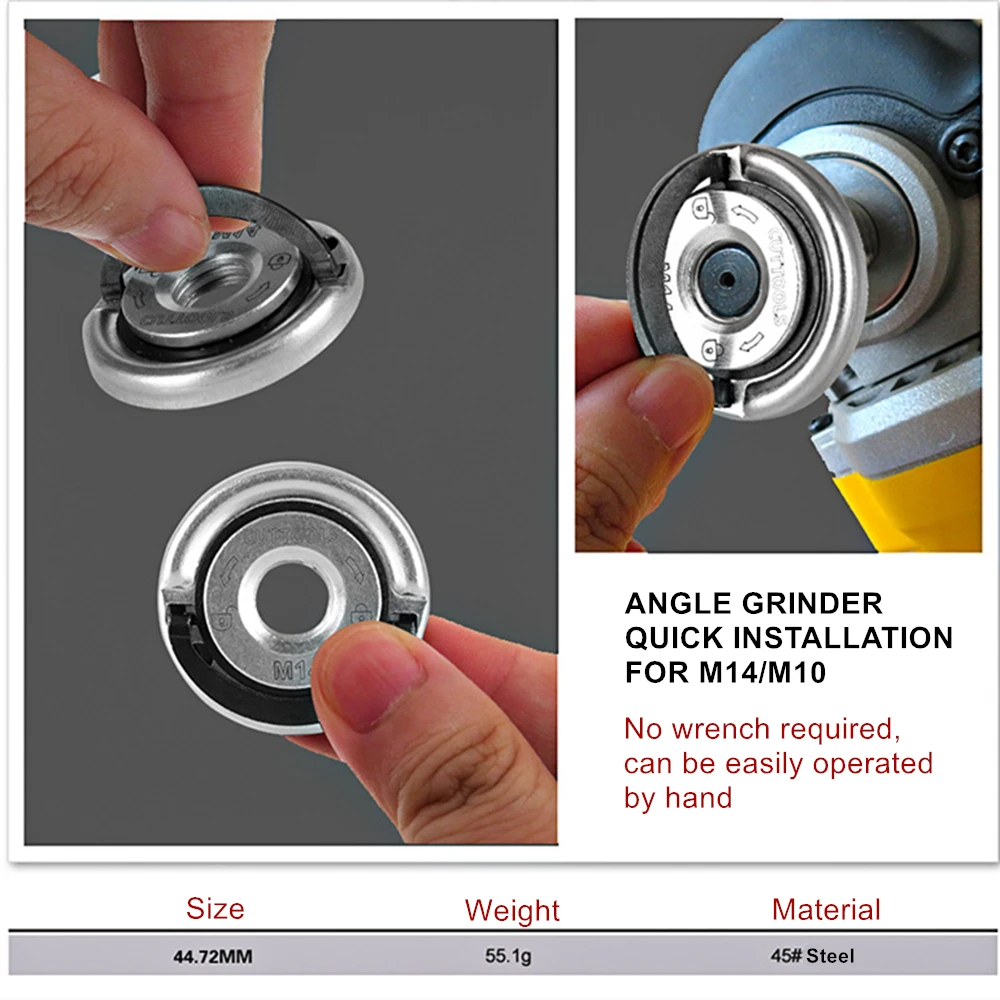 Uniwersalny gwint M14/M10 Szlifierka kątowa Samoblokująca szlifierka do płyt dociskowych Szybkozłączka Nakrętka kołnierzowa Uchwyt mocy Narzędzia