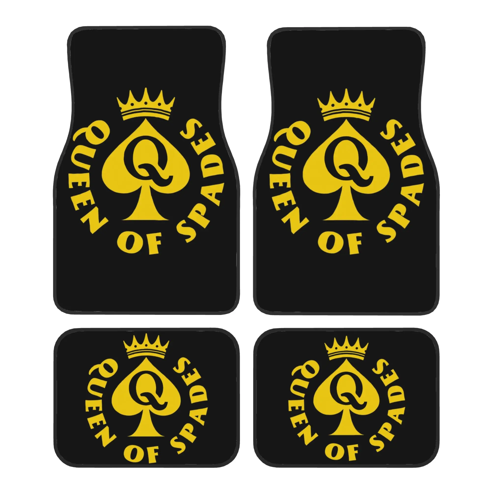 4PCS Crystal Velvet Car Floor Mats Queen of Spades BBC Car Carpet Floor Protection Universal Auto Front And Rear Foot Mats