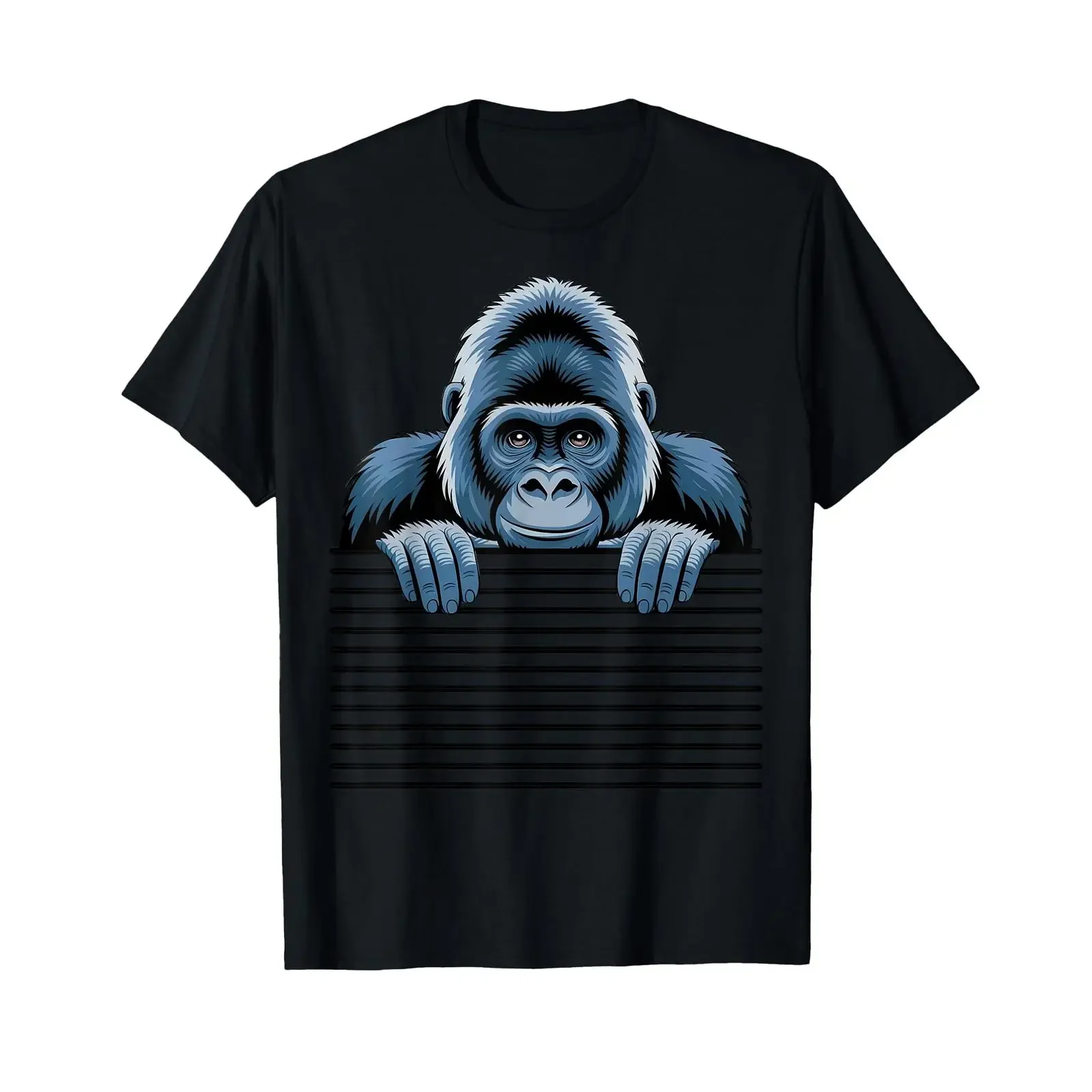 Gorilla Funny Peeking Animal Lover Zoo Primate for T Shirt vintage Washed homme Slightly Casual streetwear designer clothes