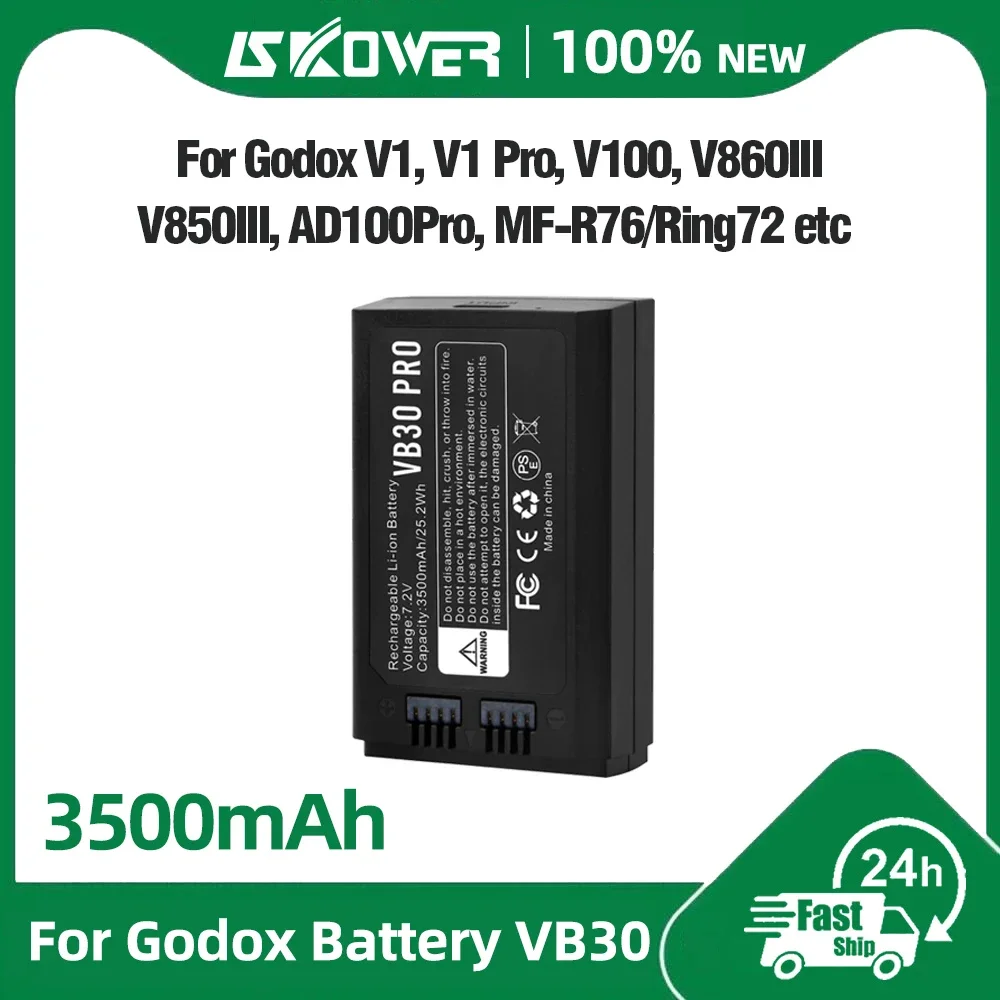 3500mAh VB30 Lithium-Akku für Godox V1 V850 III V860 III V100 V1Pro AD100Pro Serie Kamerablitz VB26 VB26A VB26B