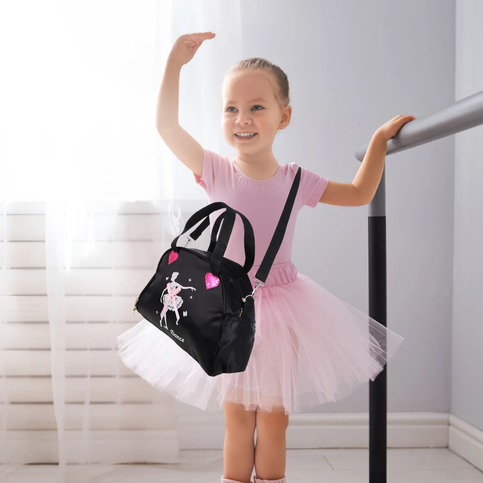 

Рюкзак для балета и танцев для девочек, маленькая сумка на плечо, черная просторная сумка для танцев для малышей, балетное платье, тапочки, гимнастика, йога