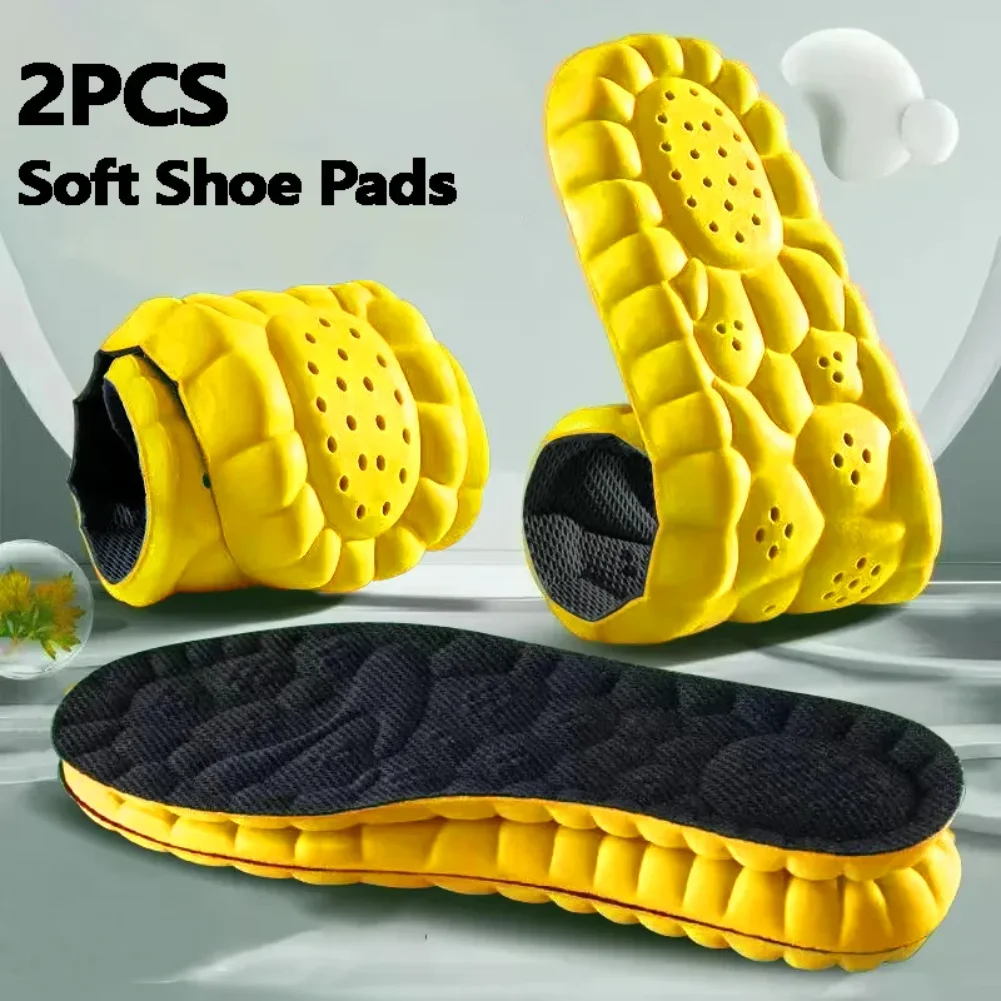 Plantillas deportivas con tecnología Cloud 4D para zapatos, suela de PU, cojín suave y transpirable con absorción de impacto, plantillas ortopédicas para correr