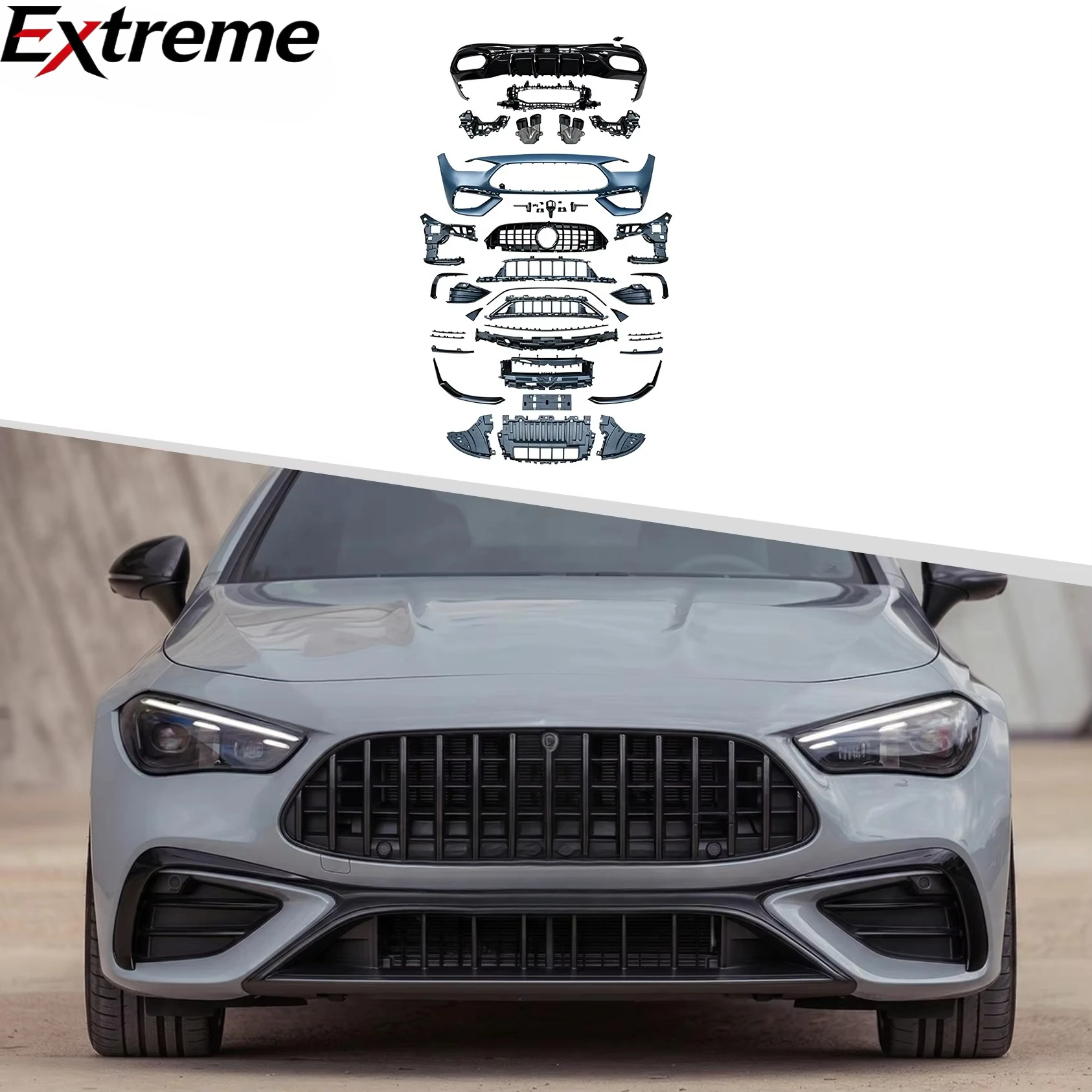 CLE53 AMG Style Body Kit for Benz CLE C236 2024+ Front Bumper Rear Diffuser Side Skirts Direct Fit