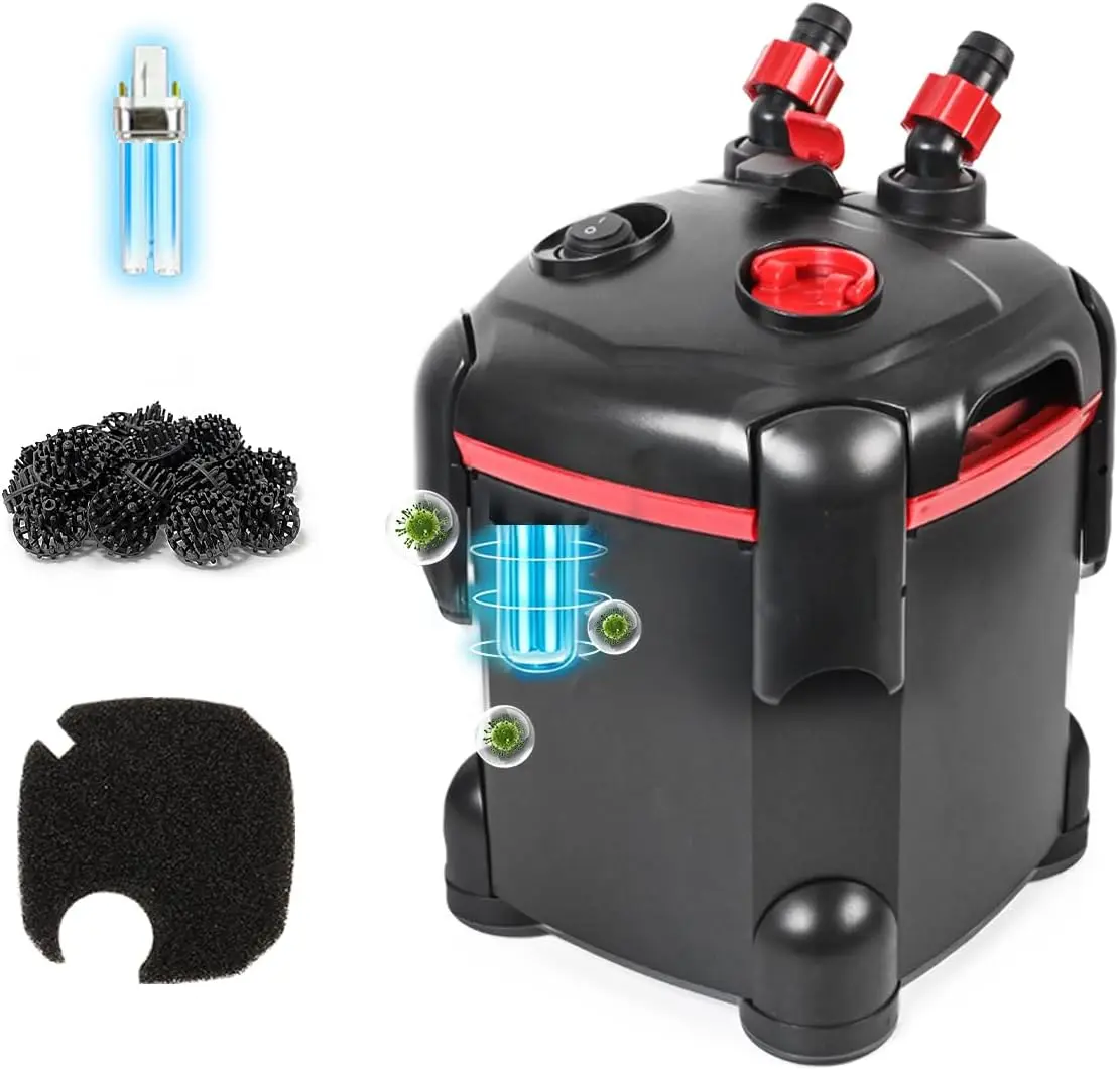 

Ультра-тихий канистровый фильтр 172 галлонов для аквариумов до 30 галлонов, эффективная циркуляция воды и очистка