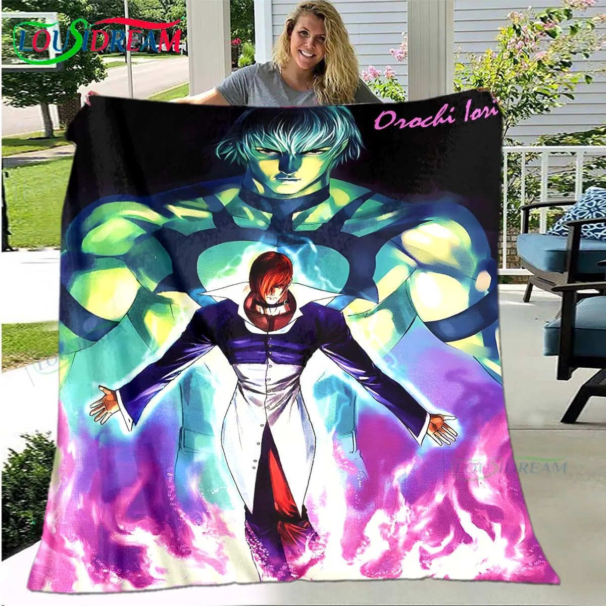 Hot Game The King of Fighters Pattern Blanket Flannel Thin Blanket Portable Home Travel Office Lunch Break Blanket Birthday Gift