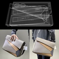 DIY Leather Craft Men's One Shoulder Messenger Backpack Acrylic Die Cutting Sewing Template Hollowed Stencil 37x25x9cm